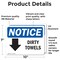 Signmission Dirty Towels (Down Arrow) Sign With Symbol, 10 in W x Rectangle, Vinyl Decal OS-2PACK-NS-D-710-L-11038 - alternate 3